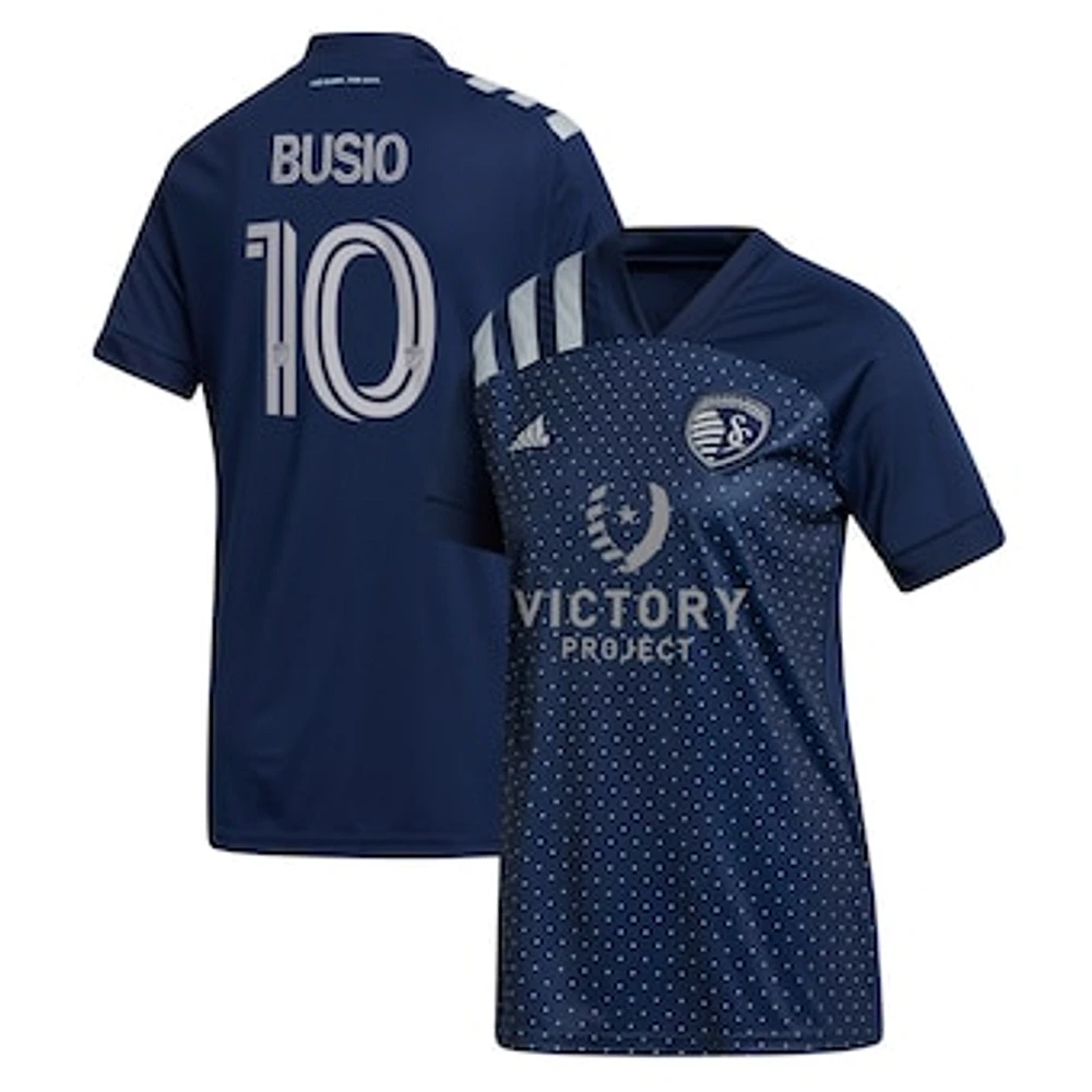 Women's adidas Gianluca Busio Blue Sporting Kansas City 2021 Secondary Replica Player Jersey