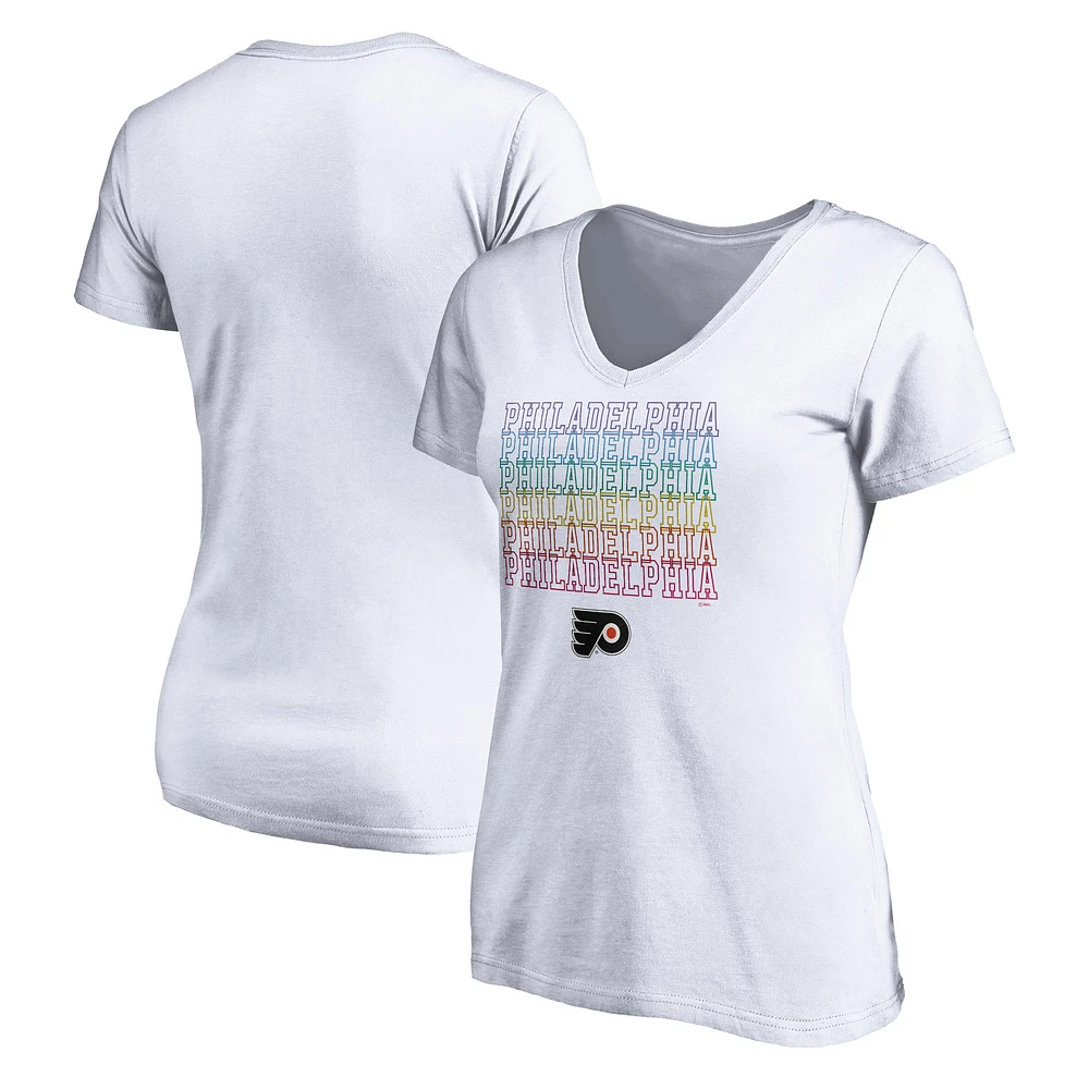 Women's White Philadelphia Flyers City Pride V-Neck T-Shirt