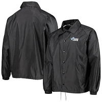 Men's Dunbrooke Black Detroit Lions Coaches Classic Raglan Full-Snap Windbreaker Jacket