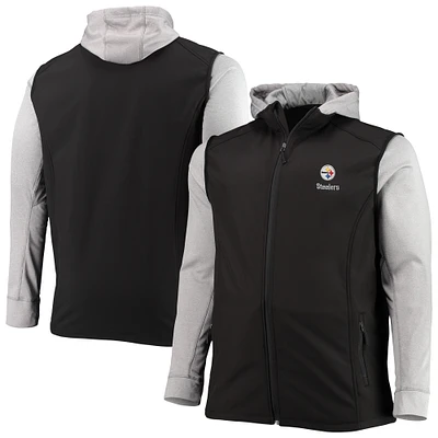 Men's Dunbrooke Black/Gray Pittsburgh Steelers Big & Tall Alpha Full-Zip Hoodie Jacket