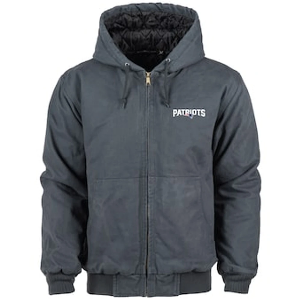 Men's Dunbrooke Charcoal New England Patriots Big & Tall Dakota Canvas Hoodie Full-Zip Jacket