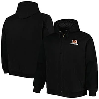 Men's Dunbrooke Black Cincinnati Bengals Big & Tall Dakota Canvas Hoodie Full-Zip Jacket