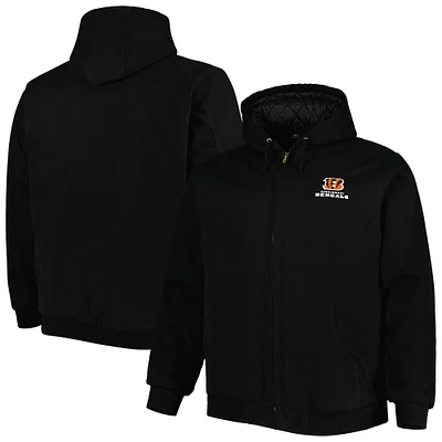 Men's Dunbrooke Black Cincinnati Bengals Big & Tall Dakota Canvas Hoodie Full-Zip Jacket