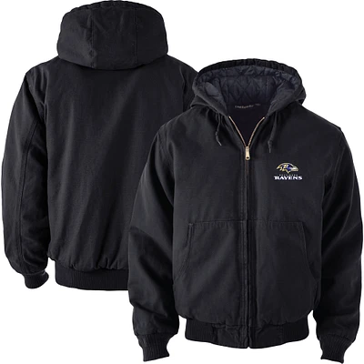 Men's Dunbrooke Black Baltimore Ravens Big & Tall Dakota Canvas Hoodie Full-Zip Jacket