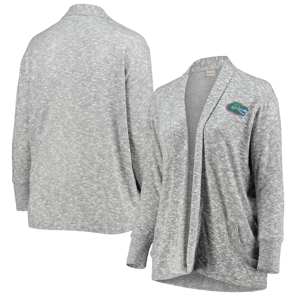 Women's Heathered Gray Florida Gators Plus Size Missy Cozy Fleece Tri-Blend Campus Cardigan