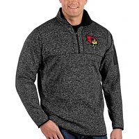 Men's Antigua Heathered Black Illinois State Redbirds Big & Tall Fortune Quarter-Zip Pullover Jacket