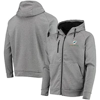 Men's Dunbrooke Heathered Charcoal Miami Dolphins Shag Tri-Blend Full-Zip Raglan Hoodie