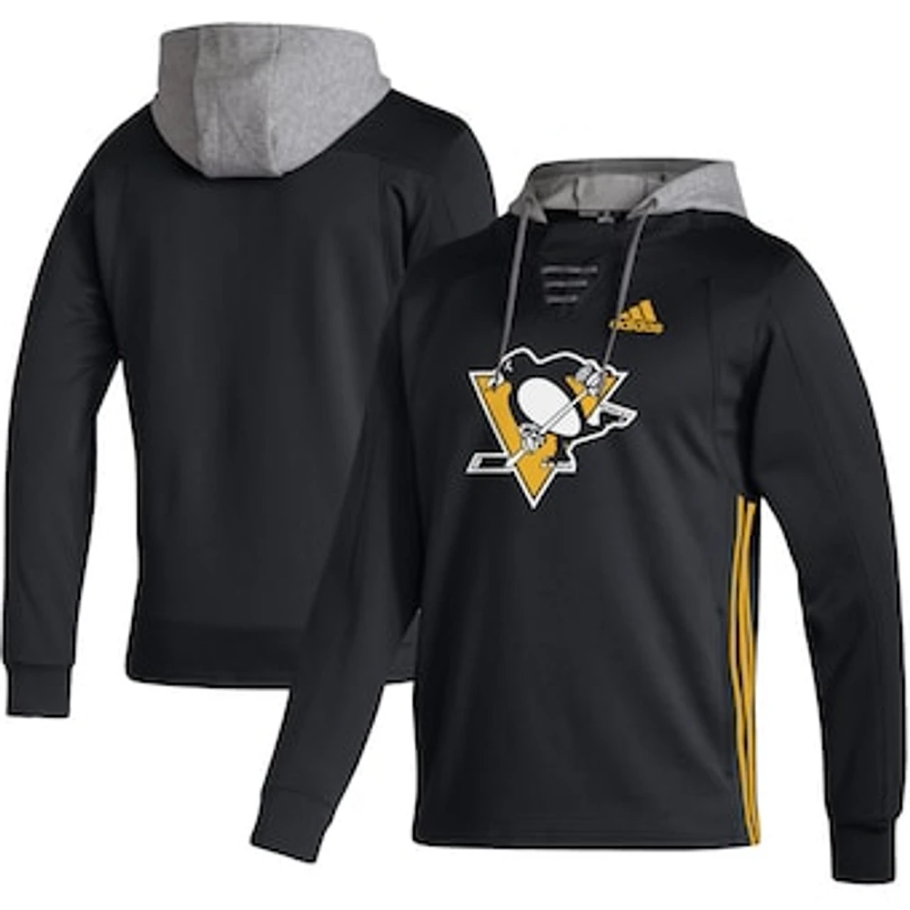 Men's adidas Black Pittsburgh Penguins Skate Lace AEROREADY Pullover Hoodie