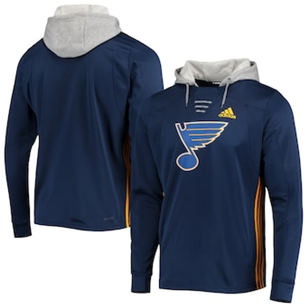 Men's adidas Navy St. Louis Blues Skate Lace AEROREADY Pullover Hoodie