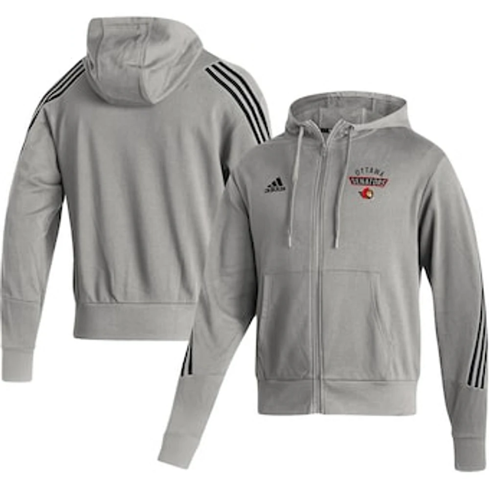 Men's adidas Heathered Gray Ottawa Senators Fashion - Full-Zip Hoodie