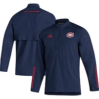 Men's adidas Navy Montreal Canadiens Woven - Quarter-Zip Jacket