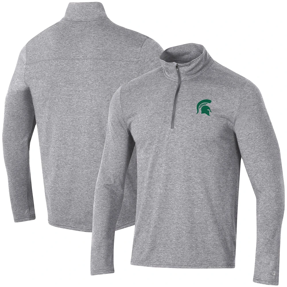 Men's Champion Heathered Gray Michigan State Spartans Field Day Team Quarter-Zip Jacket