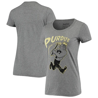 Women's Homefield Heathered Gray Purdue Boilermakers Vintage Swingin' Pete Tri-Blend T-Shirt