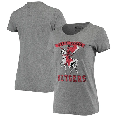 Women's Homefield Heathered Gray Rutgers Scarlet Knights Vintage Tri-Blend T-Shirt