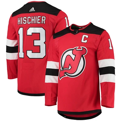 Men's adidas Nico Hischier Red New Jersey Devils Home Primegreen Authentic Player