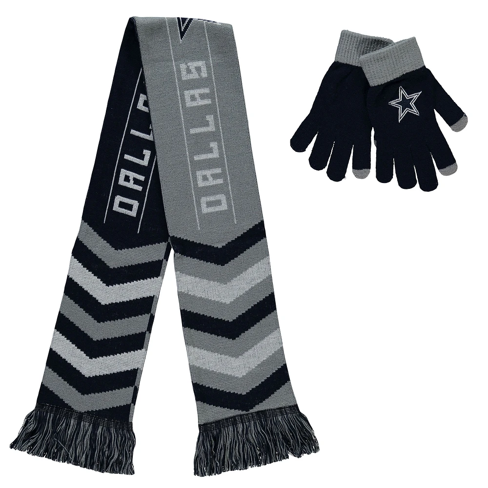 FOCO Navy Dallas Cowboys Glove & Scarf Combo Set