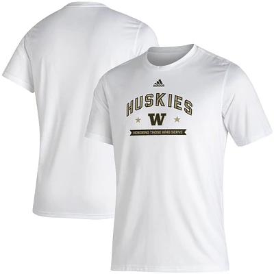 Men's adidas White Washington Huskies Military Appreciation Salute To Service Creator AEROREADY T-Shirt