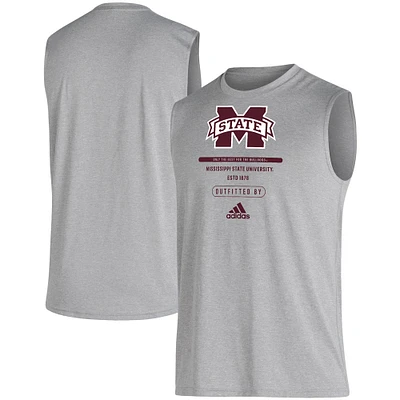 Men's adidas Gray Mississippi State Bulldogs Sideline Locker Tag AEROREADY Creator Sleeveless T-Shirt