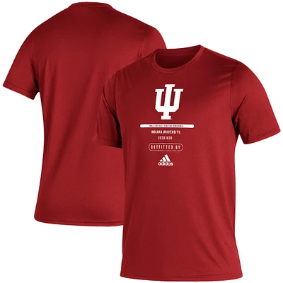 Men's adidas Crimson Indiana Hoosiers Sideline Locker Tag Creator AEROREADY T-Shirt