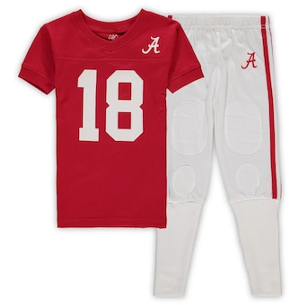 Preschool Wes & Willy Crimson Alabama Tide Football V-Neck T-Shirt and Pants Sleep Set