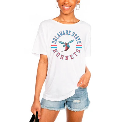 Women's White Delaware State Hornets Vintage Days Easy T-Shirt