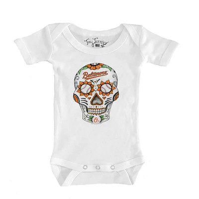Infant Tiny Turnip White Baltimore Orioles Sugar Skull Bodysuit
