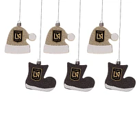 FOCO LAFC Six-Pack Shatterproof Santa Hat & Stocking Ornament Set