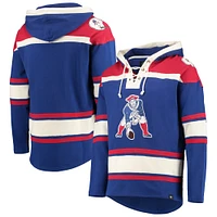 Men's '47 Royal New England Patriots Throwback Lacer Pullover Hoodie