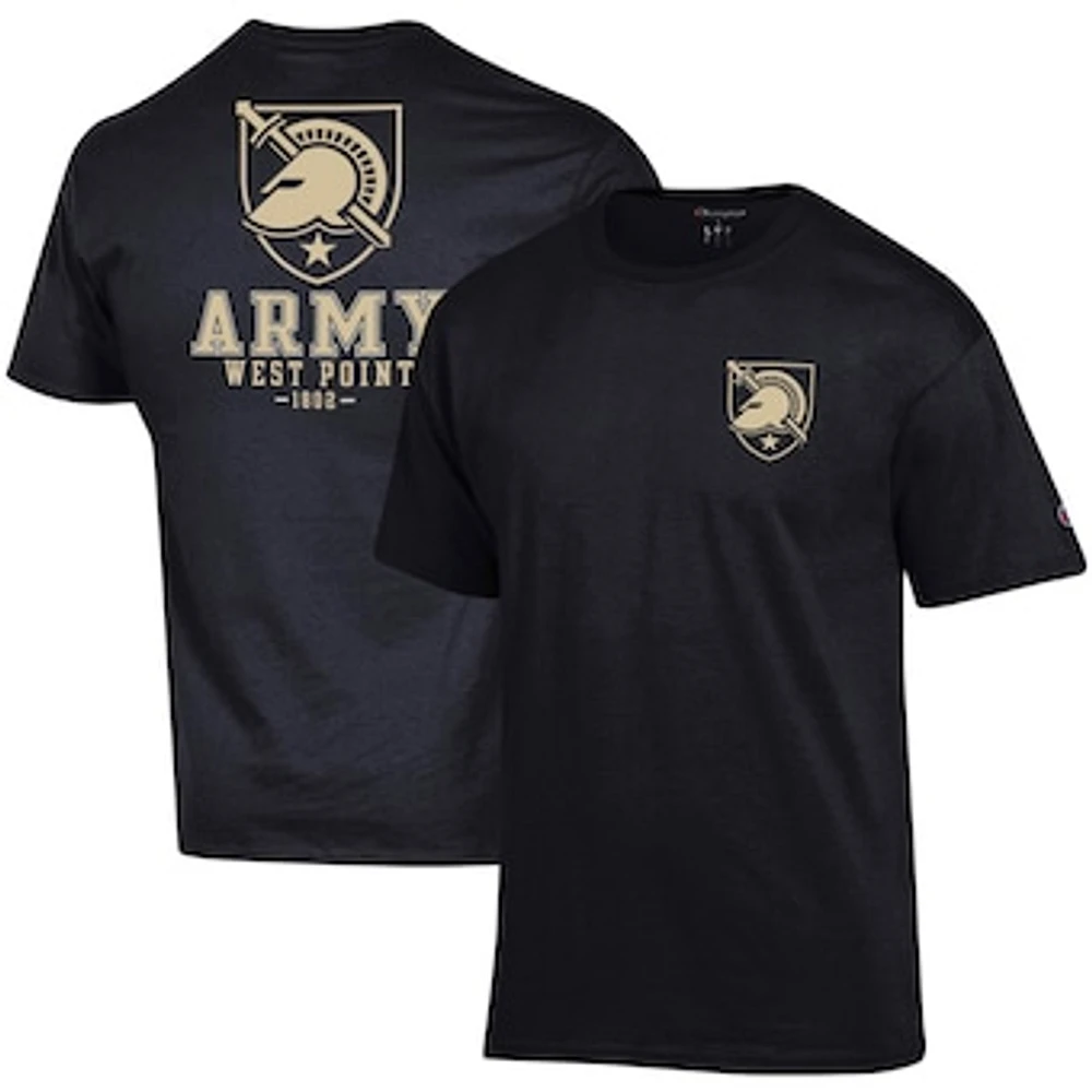 Men's Champion Black Army Knights Stack 2-Hit T-Shirt