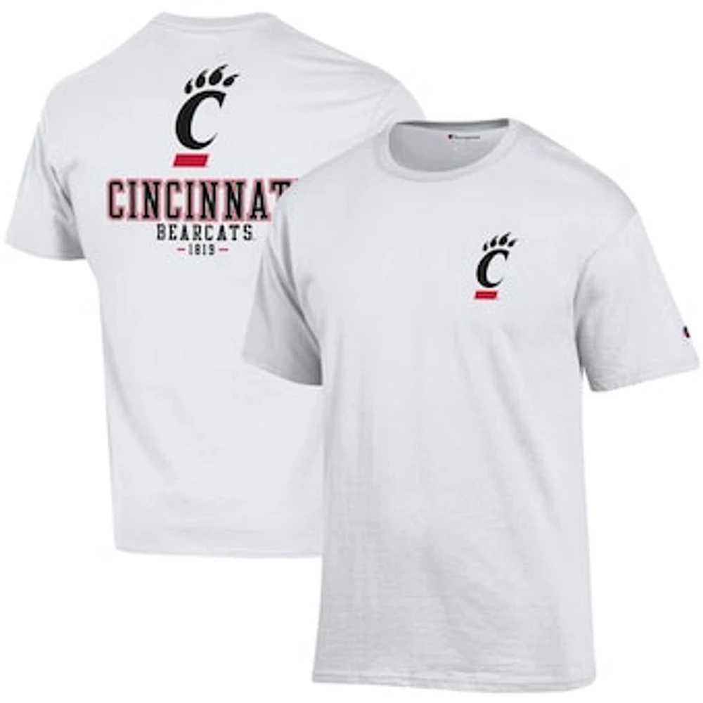 Men's Champion White Cincinnati Bearcats Stack 2-Hit T-Shirt