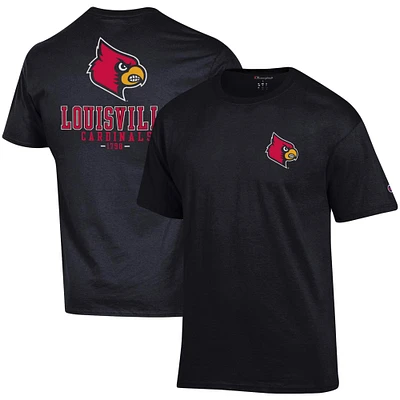 Men's Champion Black Louisville Cardinals Stack 2-Hit T-Shirt