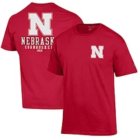 Men's Champion Scarlet Nebraska Huskers Stack 2-Hit T-Shirt