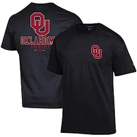 Men's Champion Black Oklahoma Sooners Stack 2-Hit T-Shirt