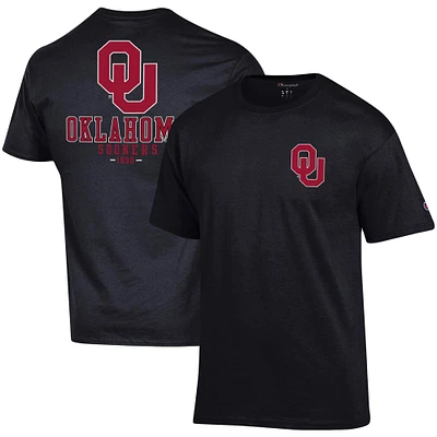 Men's Champion Black Oklahoma Sooners Stack 2-Hit T-Shirt