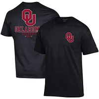Men's Champion Black Oklahoma Sooners Stack 2-Hit T-Shirt
