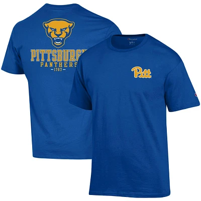 Men's Champion Royal Pitt Panthers Stack 2-Hit T-Shirt