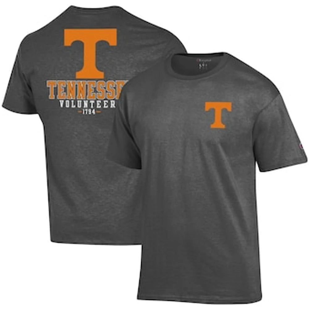 Men's Champion Heathered Gray Tennessee Volunteers Stack 2-Hit T-Shirt