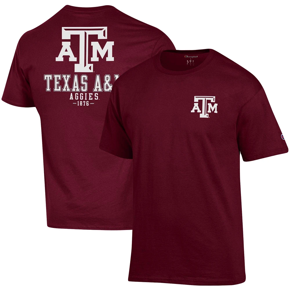 Men's Champion Maroon Texas A&M Aggies Stack 2-Hit T-Shirt