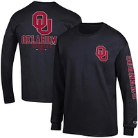 Men's Champion Black Oklahoma Sooners Team Stack Long Sleeve T-Shirt