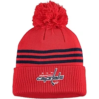 Men's adidas Red Washington Capitals Locker Room Three Stripe Cuffed Knit Hat with Pom