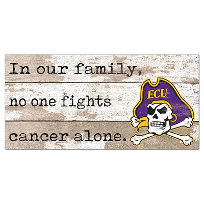 ECU Pirates 6'' x 12'' In Our Family No One Fights Cancer Alone Sign