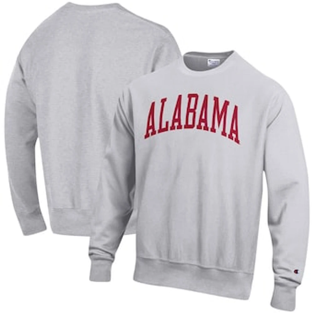 Men's Champion Heathered Gray Alabama Crimson Tide Arch Reverse Weave Pullover Sweatshirt