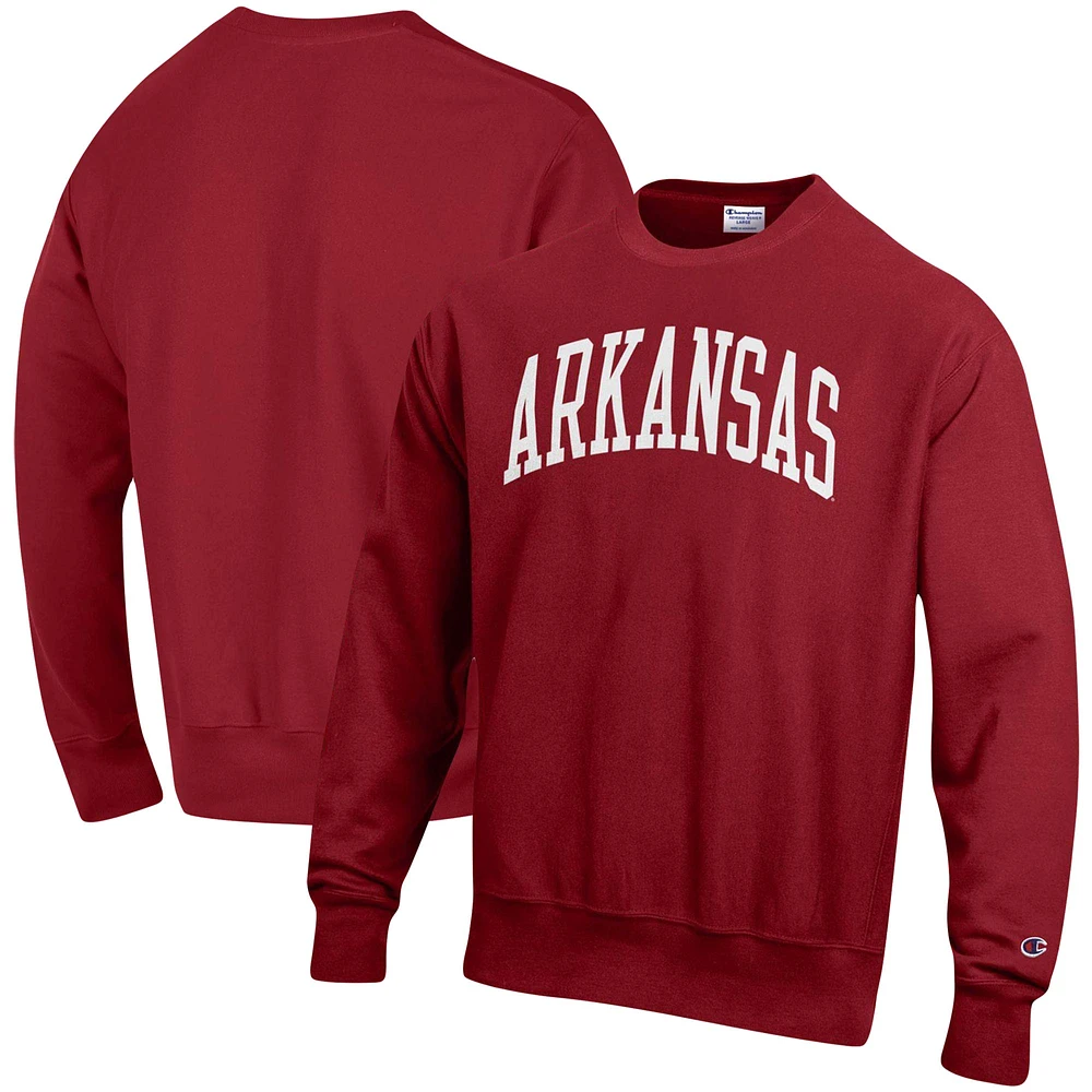 Men's Champion Cardinal Arkansas Razorbacks Arch Reverse Weave Pullover Sweatshirt