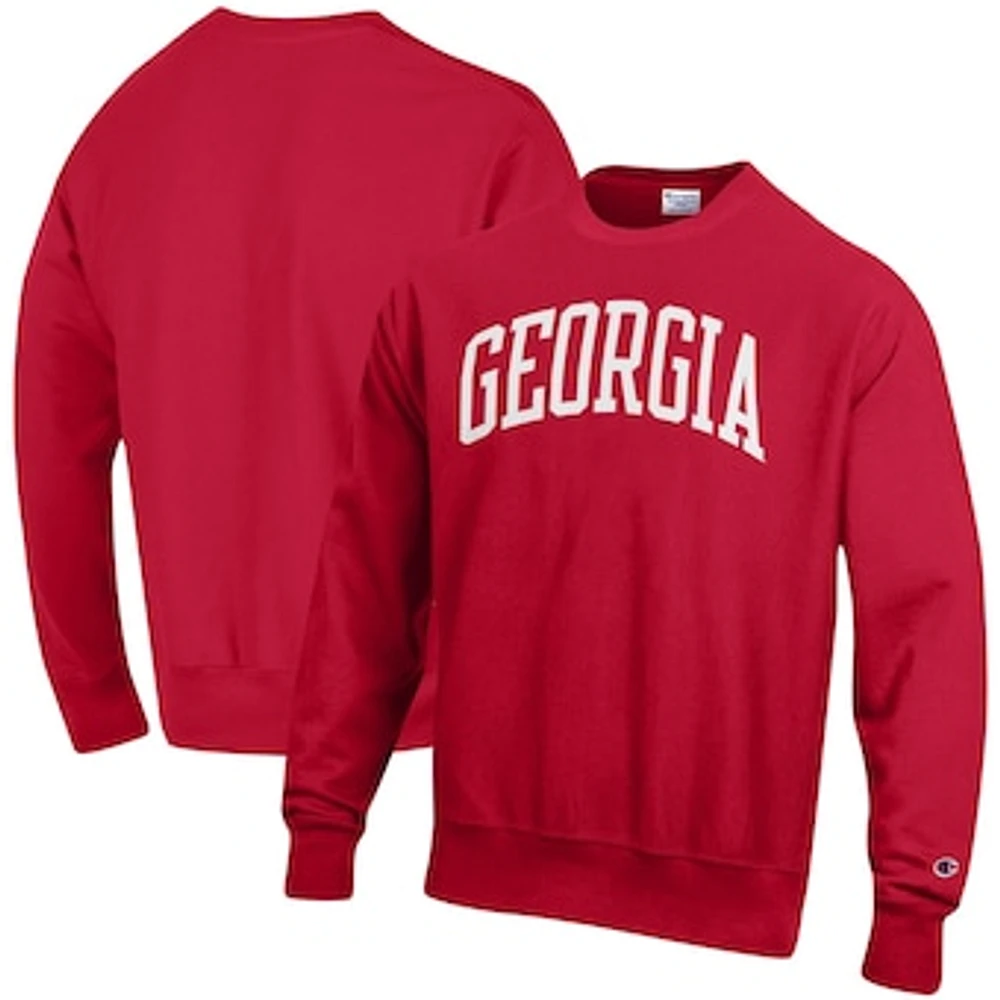 Men's Champion Red Georgia Bulldogs Arch Reverse Weave Pullover Sweatshirt