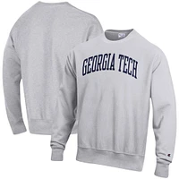 Men's Champion Heathered Gray Georgia Tech Yellow Jackets Arch Reverse Weave Pullover Sweatshirt