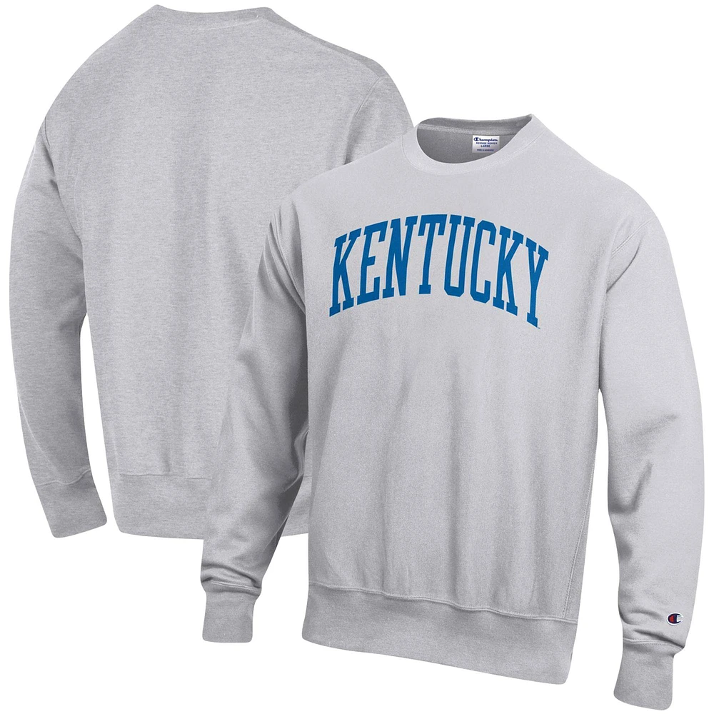 Men's Champion Heathered Gray Kentucky Wildcats Arch Reverse Weave Pullover Sweatshirt