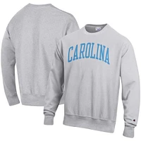 Men's Champion Heathered Gray North Carolina Tar Heels Arch Reverse Weave Pullover Sweatshirt