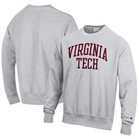 Men's Champion Heathered Gray Virginia Tech Hokies Arch Reverse Weave Pullover Sweatshirt