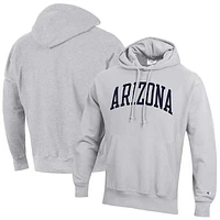 Men's Champion Heathered Gray Arizona Wildcats Team Arch Reverse Weave Pullover Hoodie