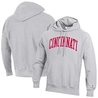 Men's Champion Heathered Gray Cincinnati Bearcats Team Arch Reverse Weave Pullover Hoodie